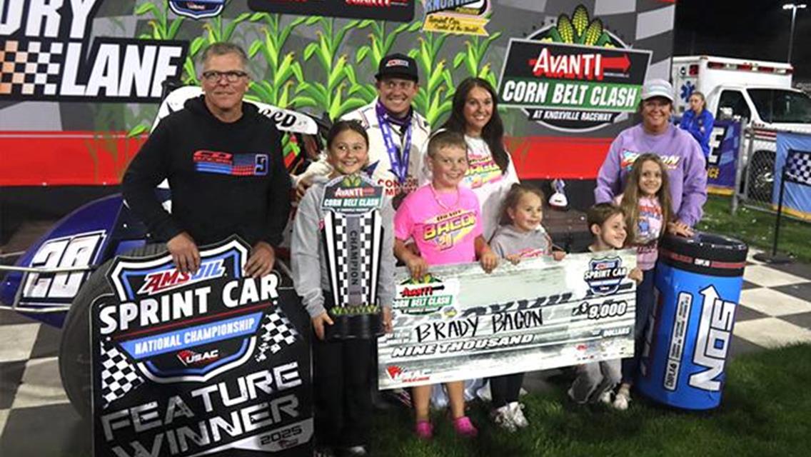 Brady Bacon Wins CornBelt Clash Night One with POWRi WAR-USAC National Sprints at Knoxville Raceway