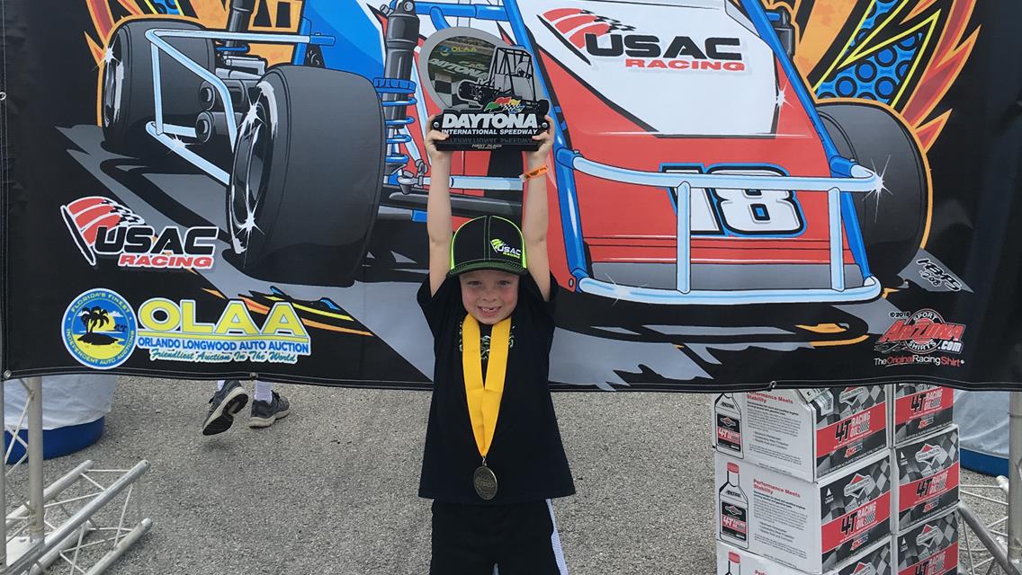 6 Year old Colt Johnson wins USAC National at Daytona International Speedway