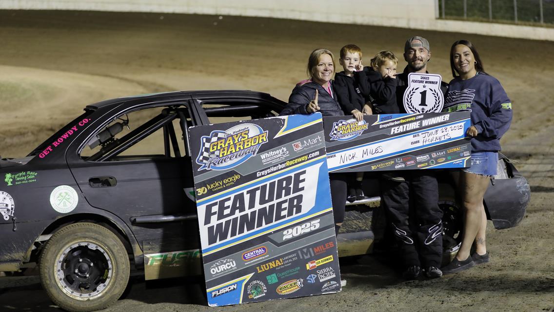 Brenton Schnitzer, Levi Hillier, Alex Peck and Nick Miles win at Grays Harbor Raceway