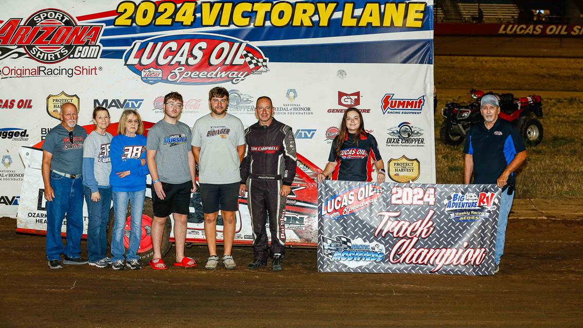 Pursley, Garner celebrate first Lucas Oil Speedway track championships with Morton, Wells also crowned