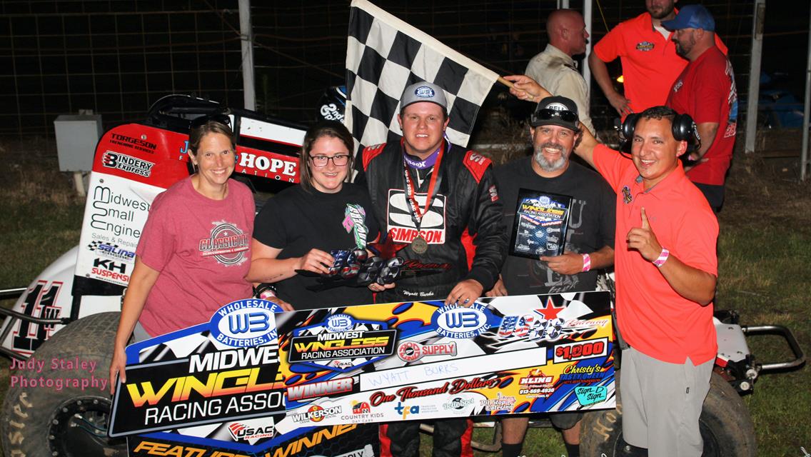Wyatt Burks Bests Midwest Wingless field for Bud Shootout Win, Danley, Bowers and Eaton also Find Victory Lane
