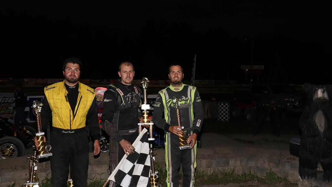 Travis King wins in the Woodsville Power Equipment Ridge Runners Scott Heath gets his first win in the High Country Dispensaries Late Models