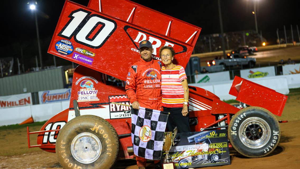 DAVE BLANEY CALLS IT A CAREER AFTER WINNING LOU BLANEY MEMORIAL FOR THE 3RD TIME WITH THE 410 SPRINTS; BRP MOD TOUR TO ERICK RUDOLPH FOR THE 3RD TIME