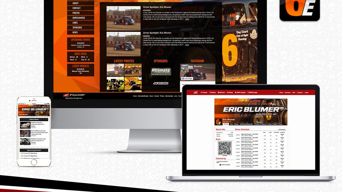 MyRacePass Generates New Driver Website for Eric Blumer