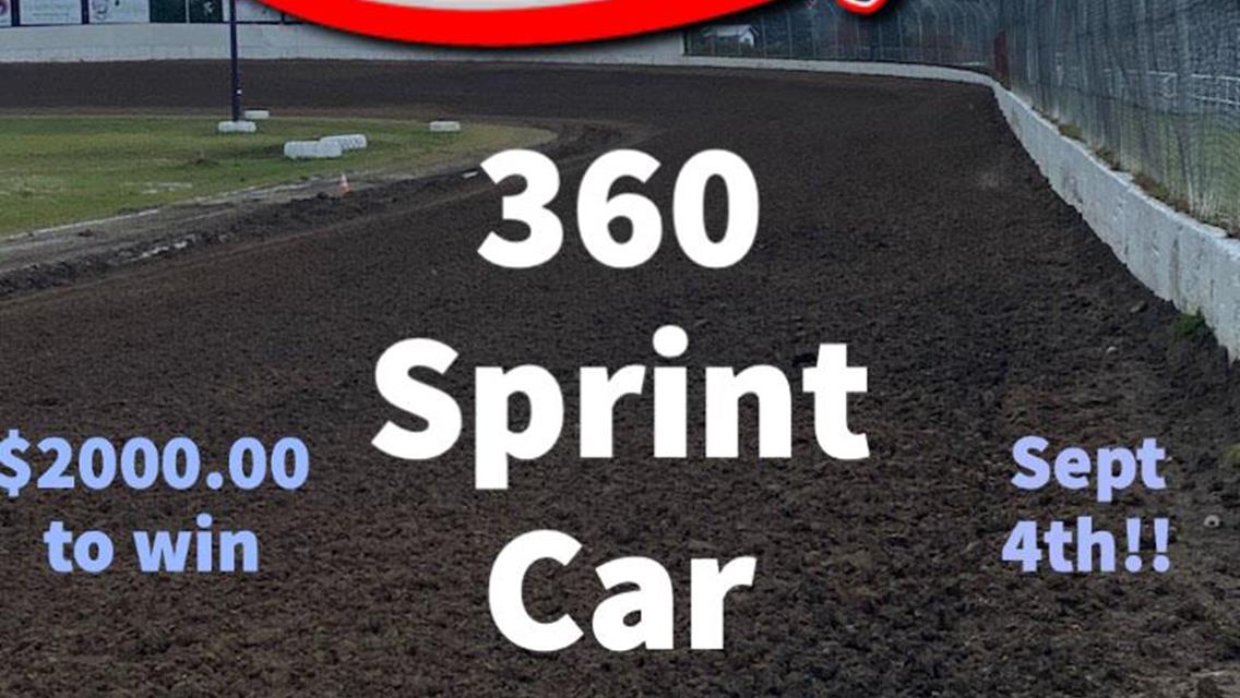 360 SPRINT CARS, ADDED PURSE ON SUNDAY September 4, 2022!!!!!!!!!