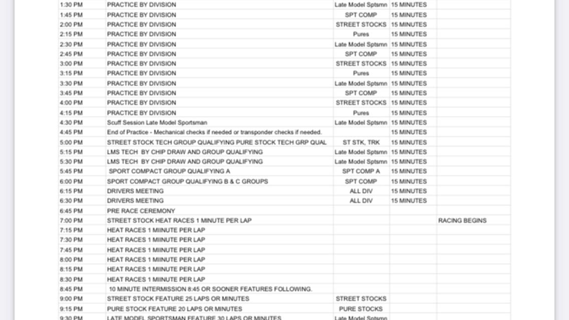 5/20/23 Itinerary and Important Information for First Time Racers