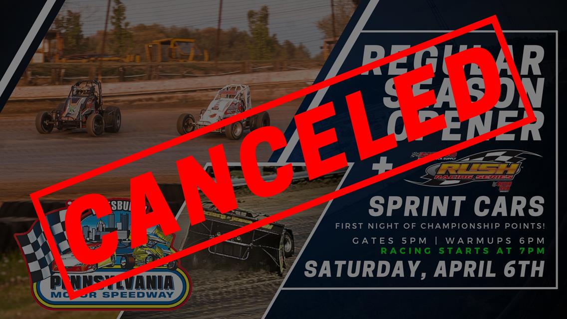 Regular Season Opener Canceled for Saturday April 6th