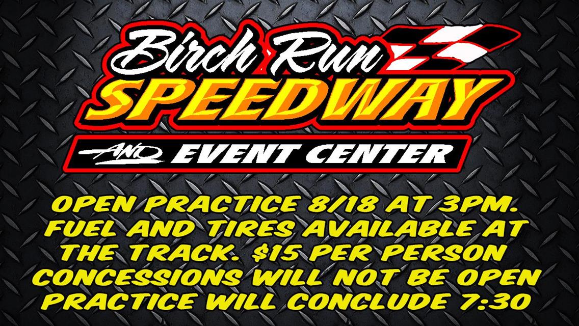 Open Practice this Wednesday 8.18.20
