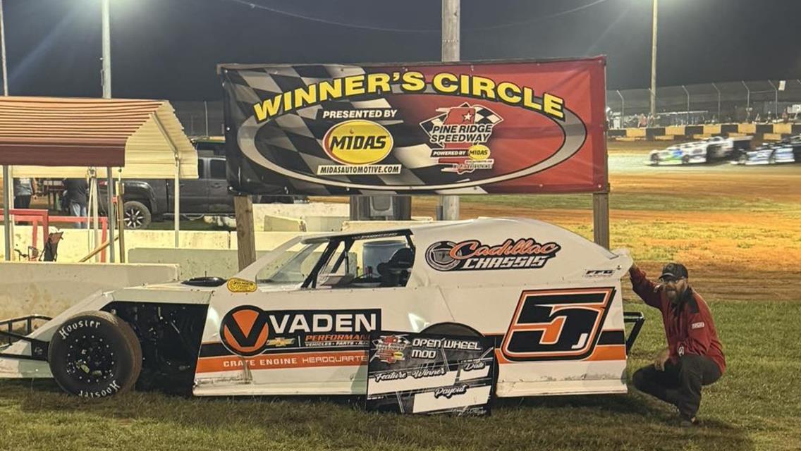 Jason Hollis parked the PRL Motorsports Modified in victory lane at Pine Ridge Speedway on Saturday, September 6.