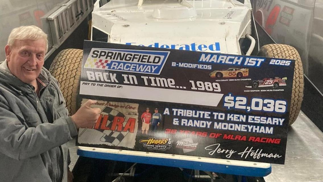 Ken Schrader raced to the $2,036 victory at Springfield Raceway on March 1.