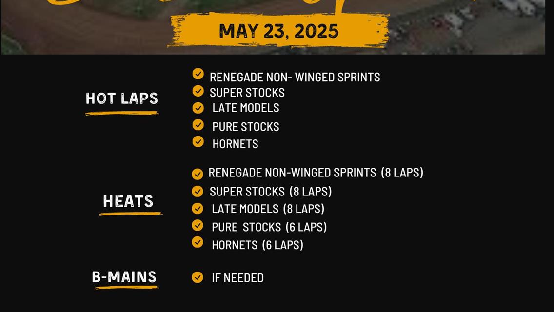 Order of Events for 5/23/2025 (Season Opener)