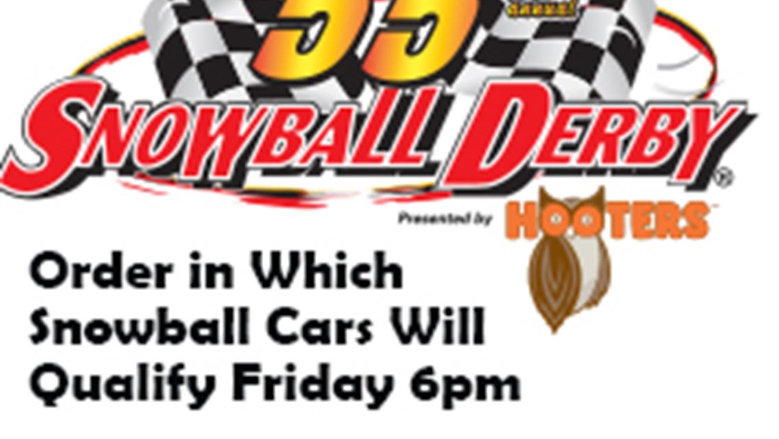 ORDER SNOWBALL QUALIFYING FRIDAY 6PM,