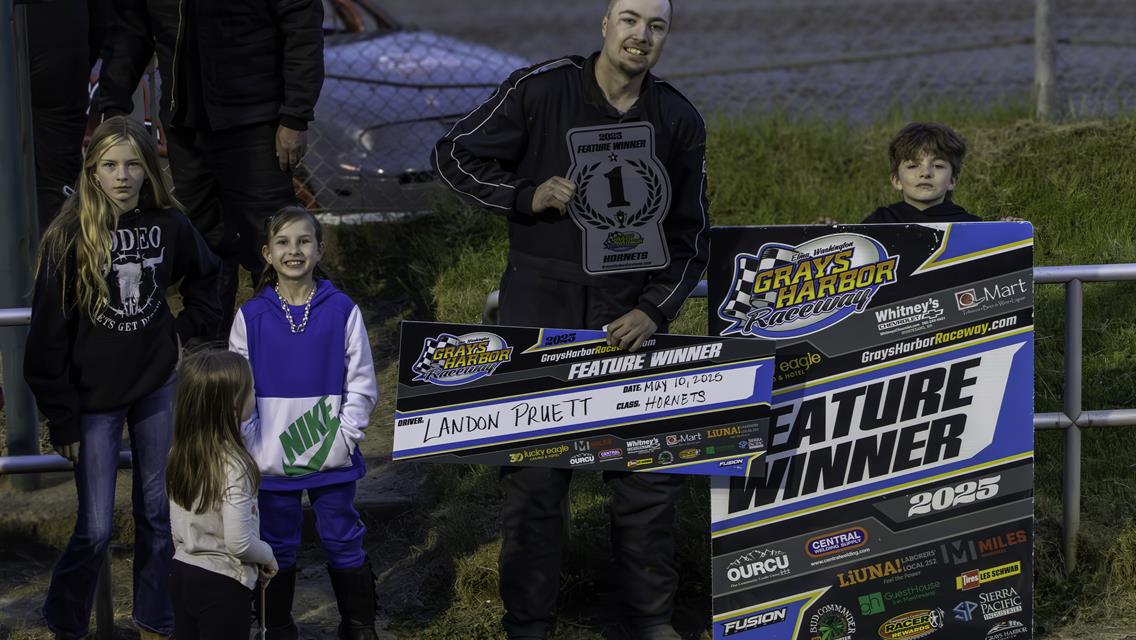 Brayden Brookshire,  Xan Miller, Shane Kerrigan, Landon Pruett win at Grays Harbor Raceway.