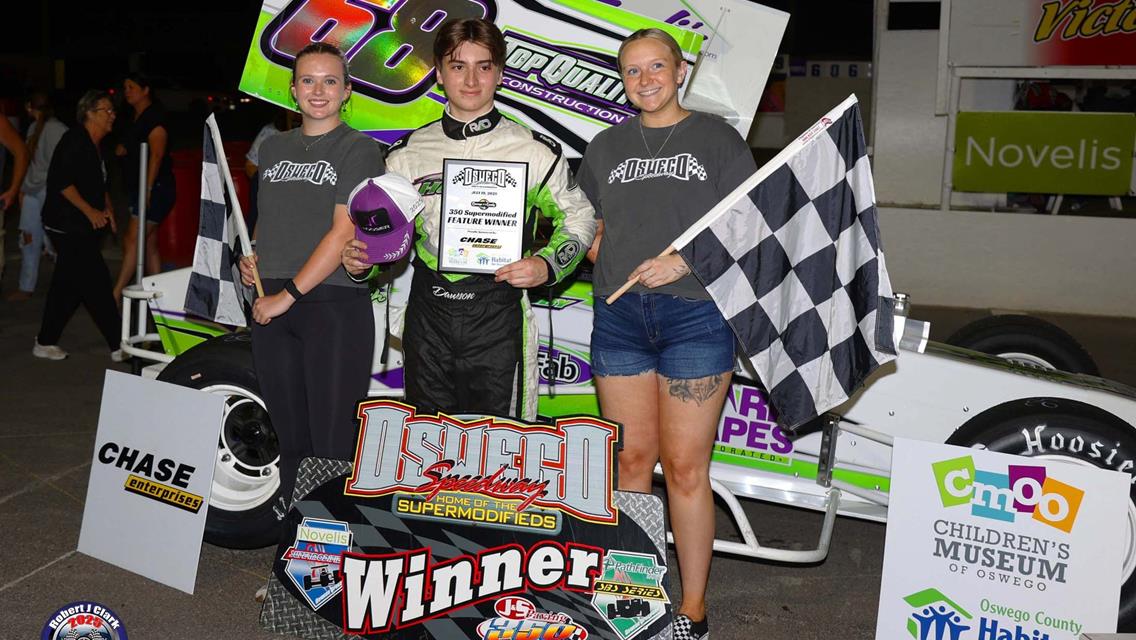 15-Year-Old Dawson Hawksby Becomes Youngest Winner in Oswego Speedway History with First Career 350 Supermodified Victory