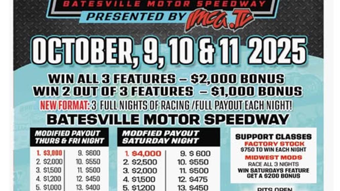 RACE FOR HOPE 71 FOR IMCA MODIFIEDS OCTOBER 9-10-11, 2025