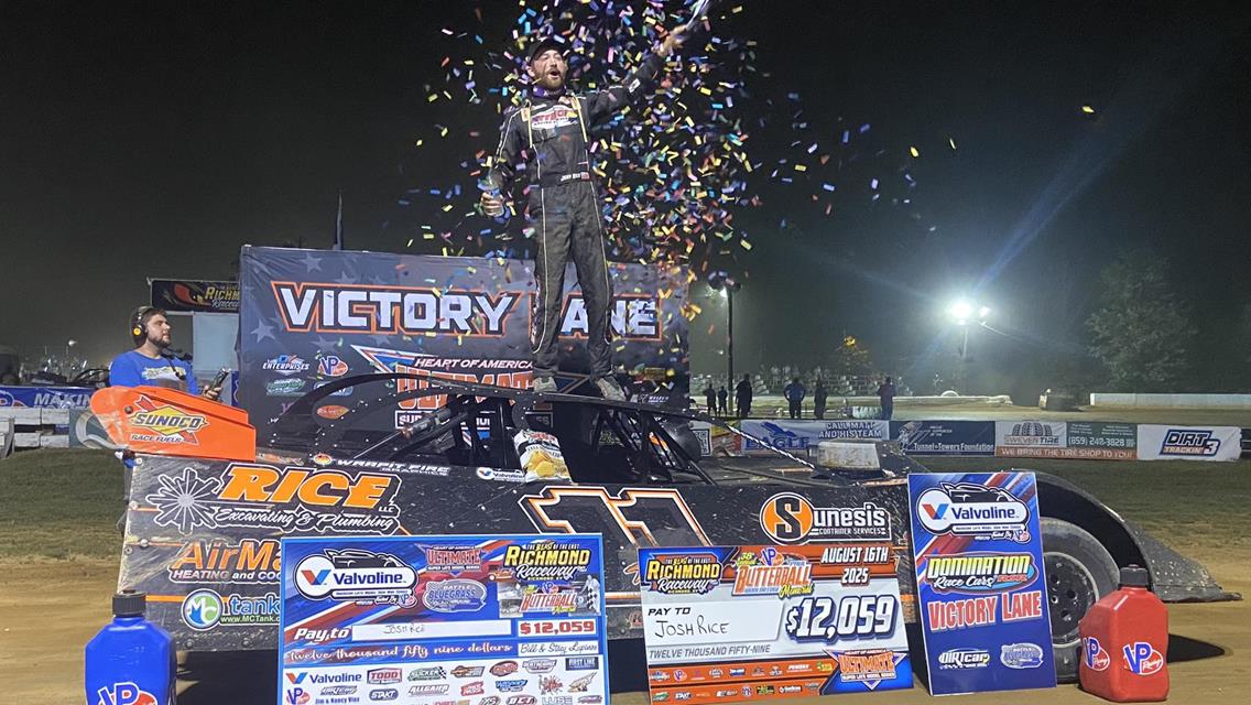 Josh Rice captured his first career Butterball Wooldridge Memorial victory at Richmond Raceway on Saturday, August 16.