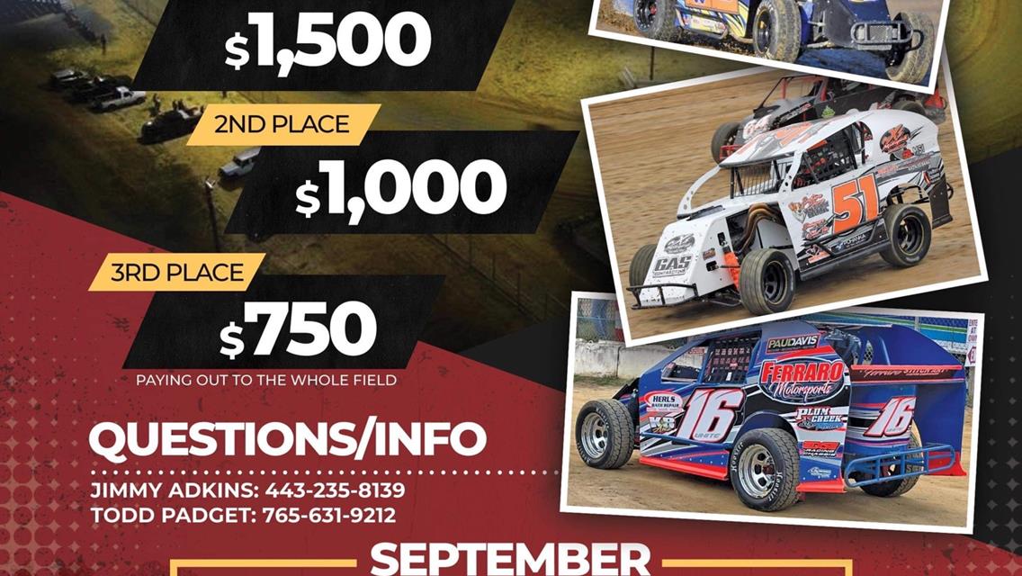 Two Nights one Track $1500 to win both nights. Middleford Speedway Sept 8th &amp; 9th