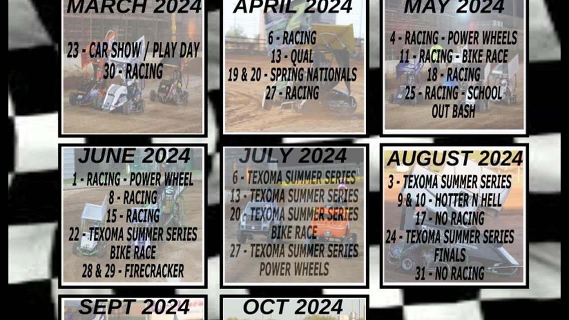 2024 SCHEDULE FOR TEXOMA SPEEDWAY