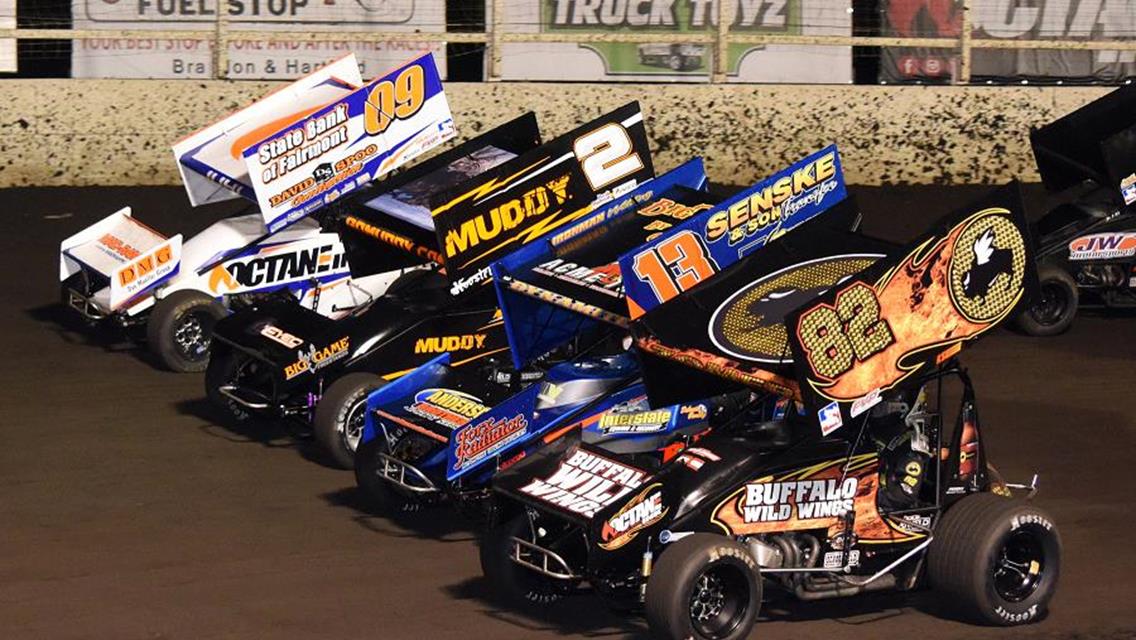 Four-wide at Huset&#39;s Speedway (Jeff Bylsma Photo)