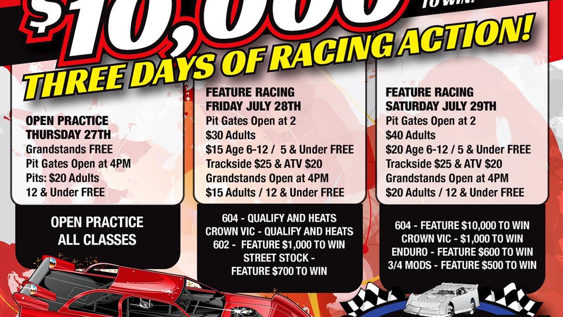 Big show this weekend featuring CRUSA late models for 10k to win !