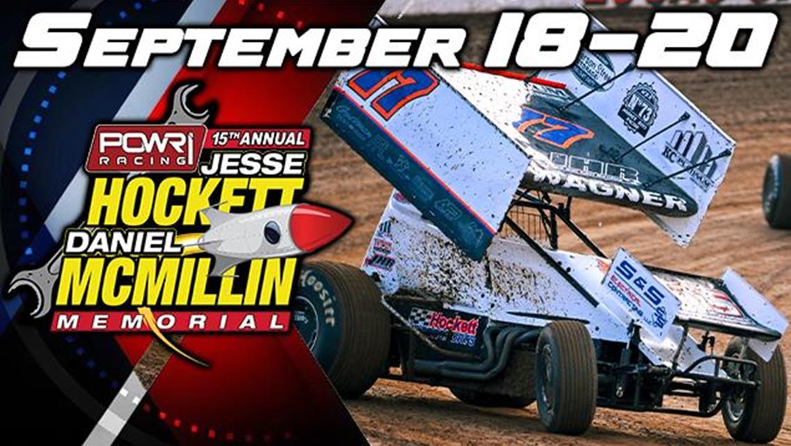September 18-20: Hockett/McMillin Memorial Weekend Information for POWRi Sprint Leagues at Lucas Oil Speedway