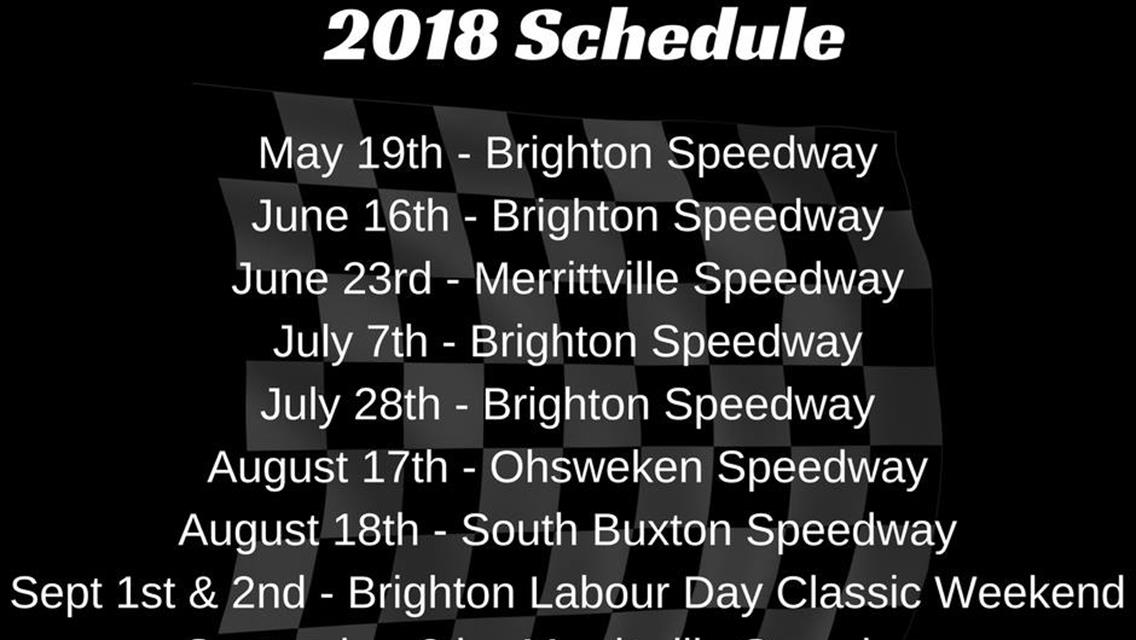 Southern Ontario Sprints release 2018 Schedule