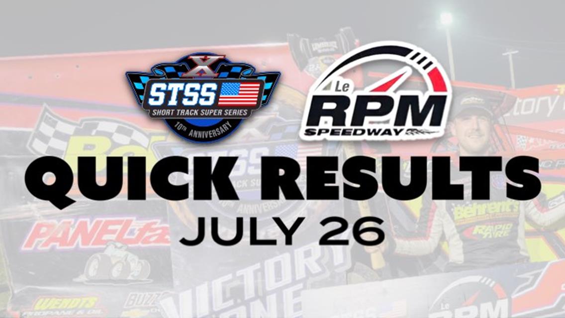 LUMBERJACK SWING RESULTS SUMMARY  LE RPM SPEEDWAY WEDNESDAY, JULY 26, 2023