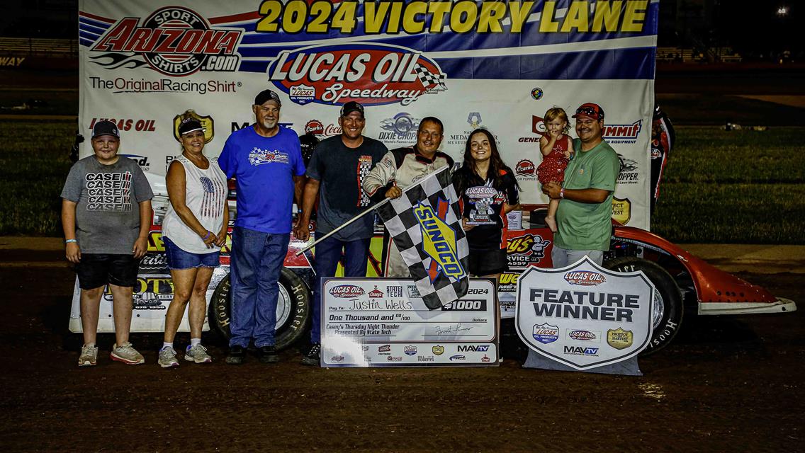 Wells rolls in headline feature at Lucas Oil Speedway Casey&#39;s Thursday Night Thunder as Sheets, Johnson also grab wins