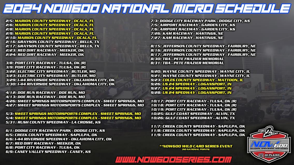 52 Dates Highlight 2024 Dirt2Media NOW600 National Championship Schedule!