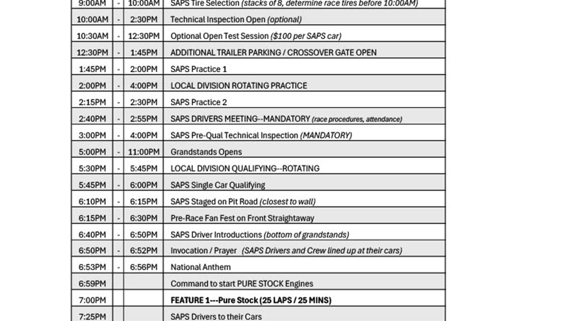 Orange County Speedway Schedule