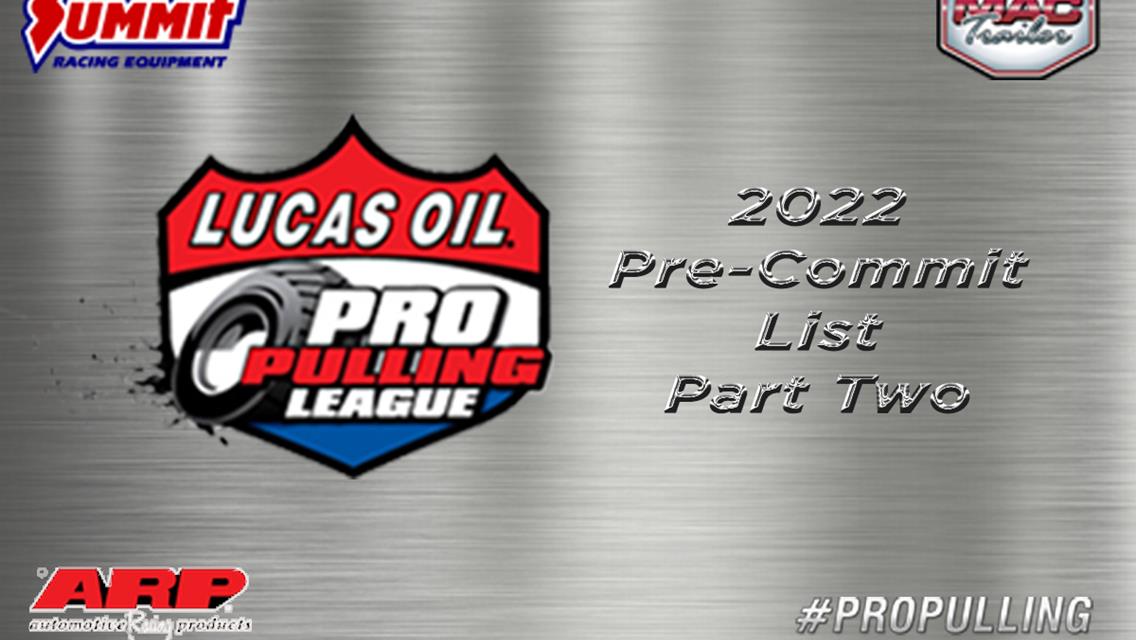 Pro Pulling League Releases Second Batch of Pre-Commits for 2022 Champions Tour Season