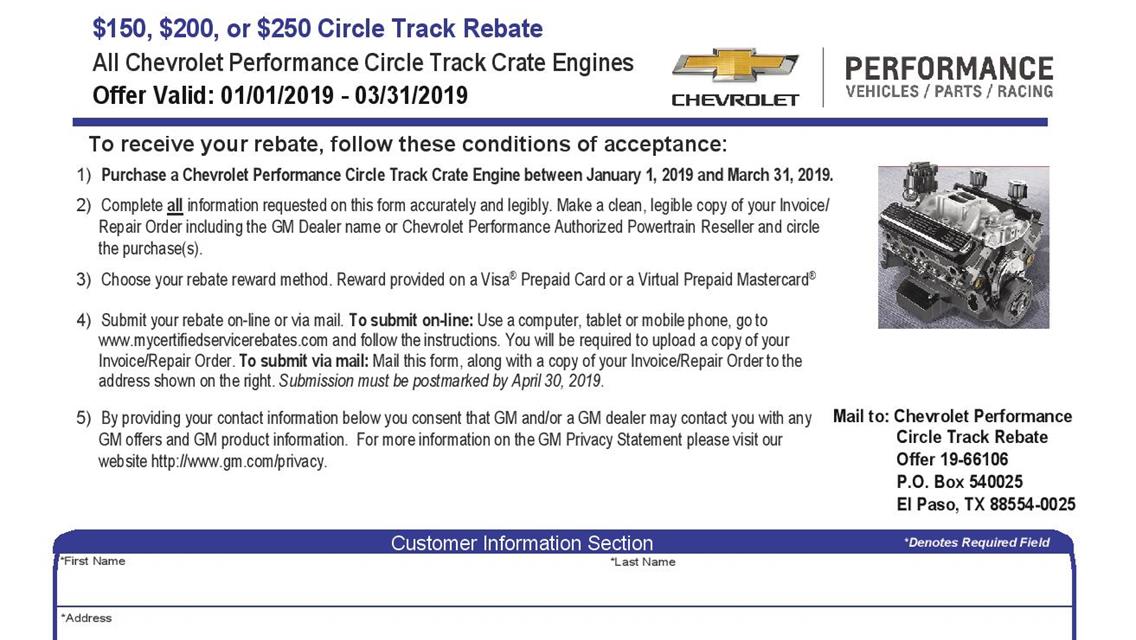 Reliable Chevrolet Racing Engine Rebates