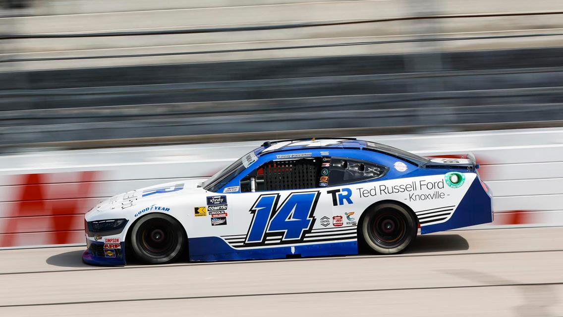 Chad Finchum behind the wheel of the Ted Russell Ford No. 14 SS GreenLight Racing / Ford Mustang at Darlington (S.C.) Raceway on August 31.