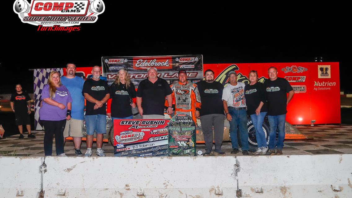 B.J. Robinson raced to his third COMP Cams Super Dirt Series Super Late Model win of 2024 on Saturday, Sept. 21 at Batesville Motor Speedway.