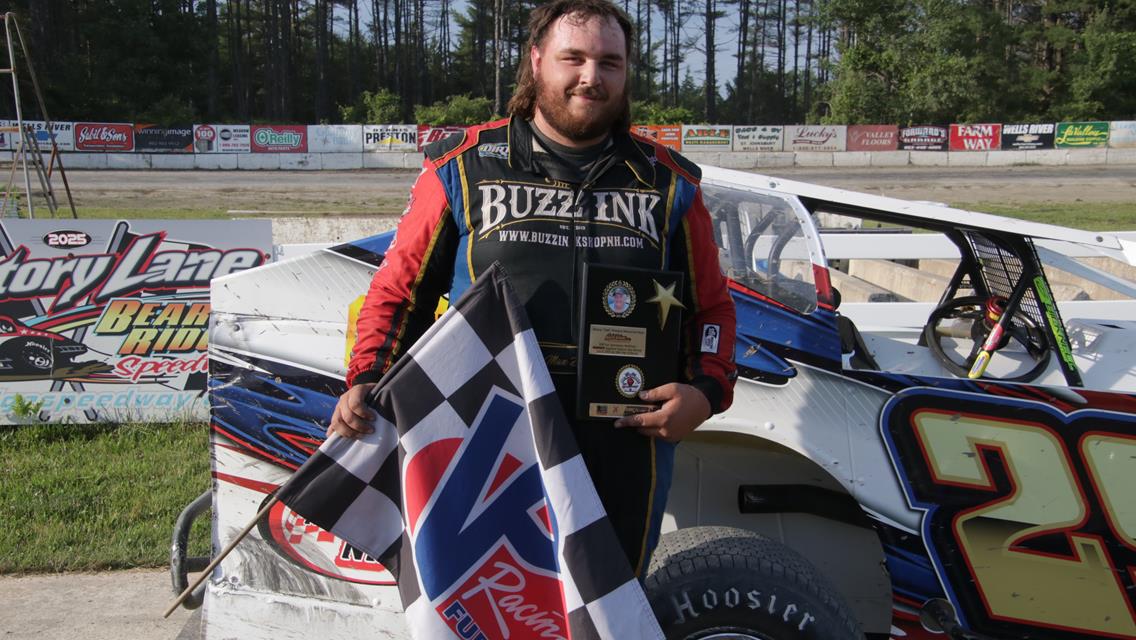 After almost a year Cooper Hodge wins in the Wells River Chevrolet DIRTcar Sportsman Coupes  Kevin LaForest gets his second win in the Woodsville Powe