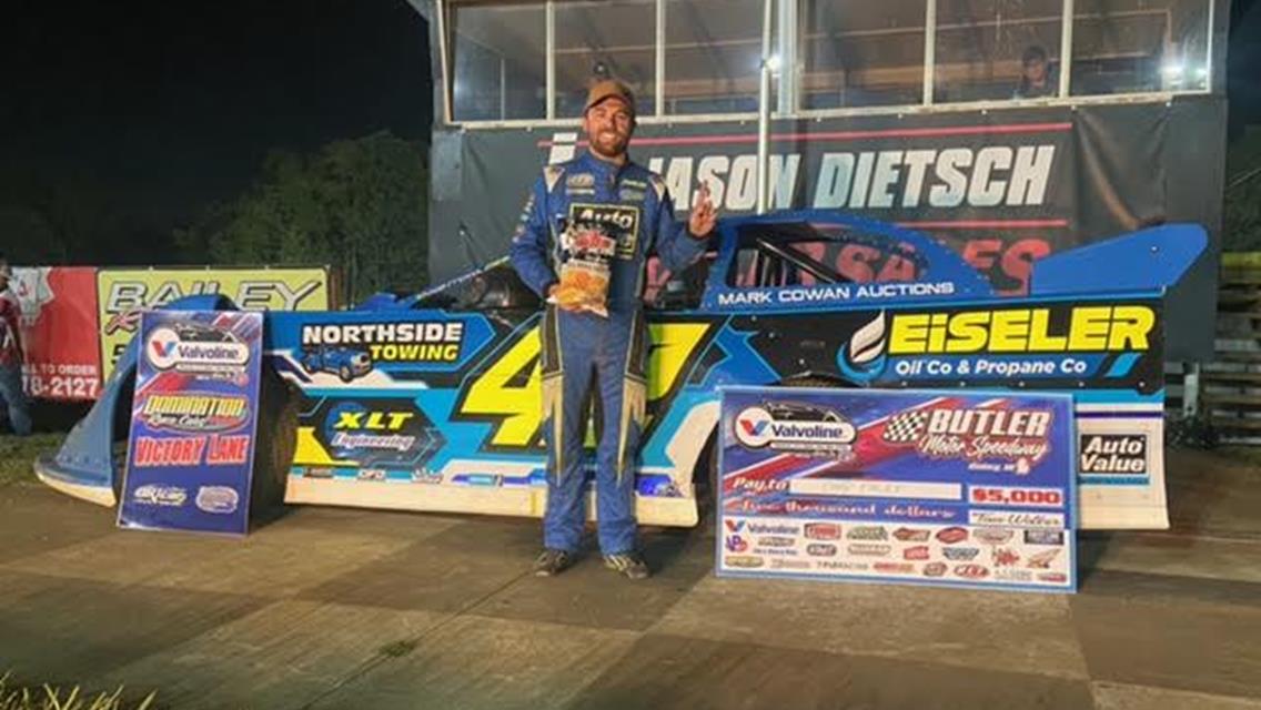 Chad Finley scored his first career Valvoline American Late Model Iron-Man Series at Butler Motor Speedway on Saturday, August 30.