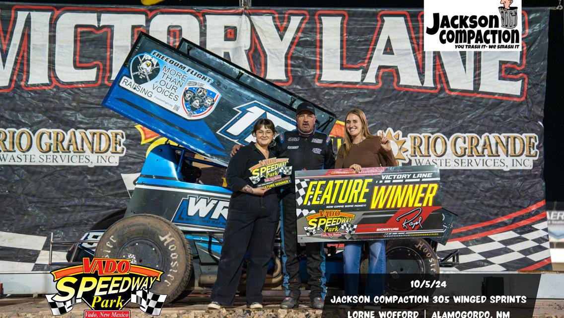 Lorne Wofford Wins with Jackson Compaction POWRi Vado 305 Sprints