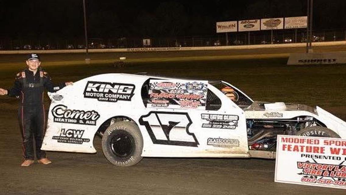 Parker Price claimed a Crate Racin’ USA Sportsman Modified victory at Magnolia Motor Speedway on Saturday, August 23.