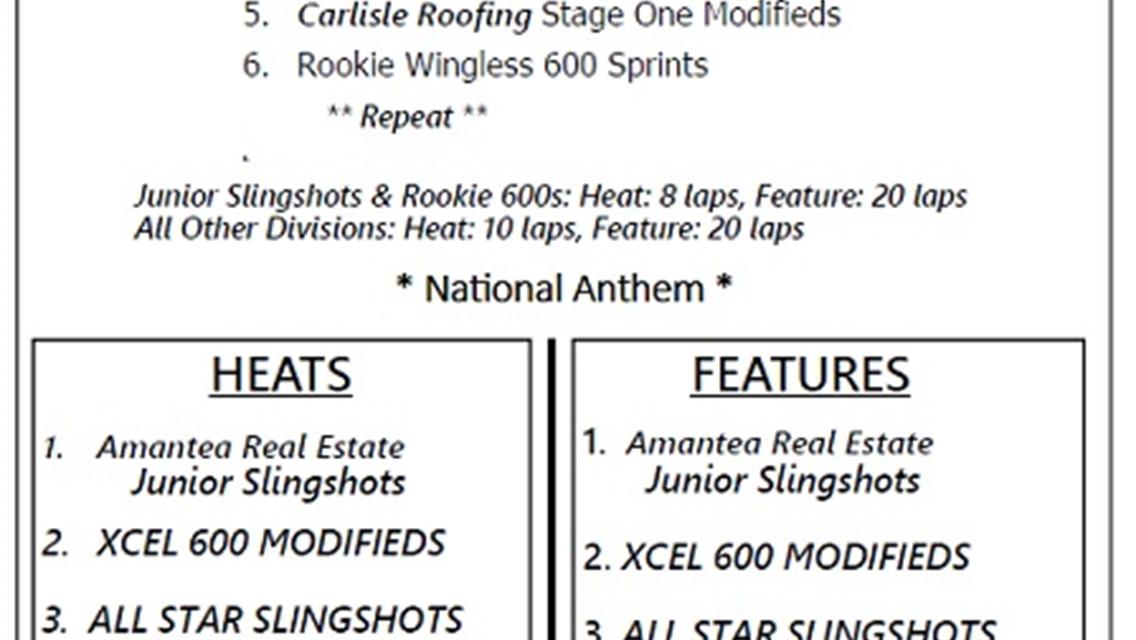 4/23/22 Hamlin Speedway Schedule