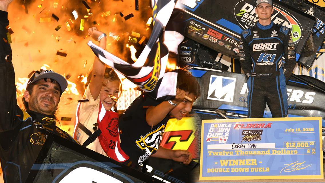 DOUBLE THE DRAMA: Aaron Reutzel and Corey Day Top Double Down Duel$ Feature in Wild Wednesday Night at Eldora