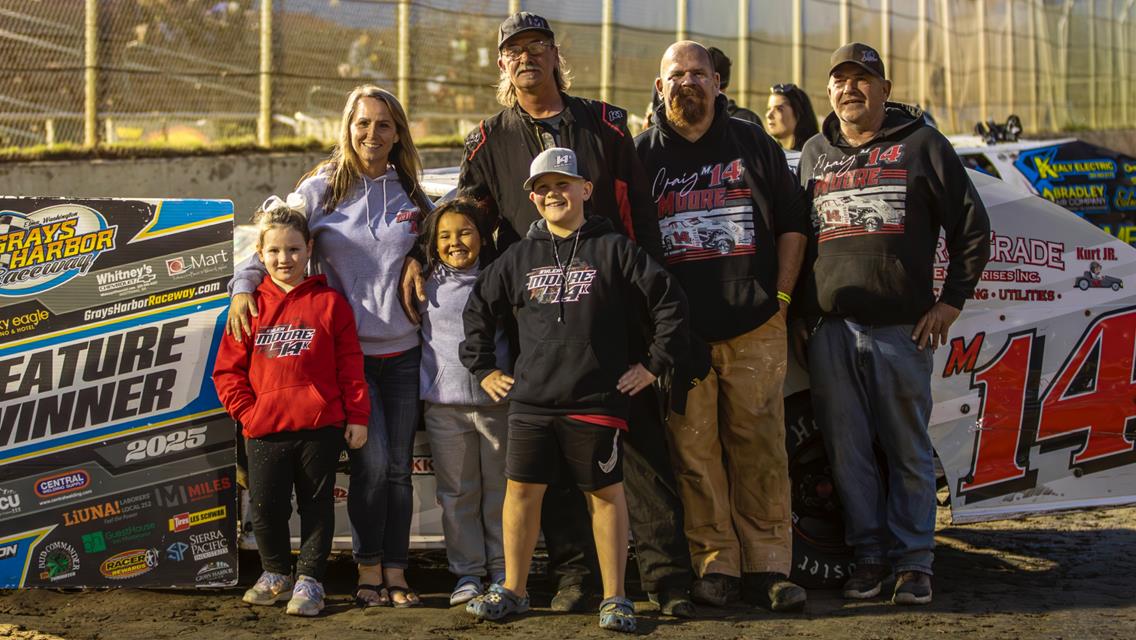 Colton Heath, Craig Moore, and Levi Harless win Sunday at Grays Harbor Raceway