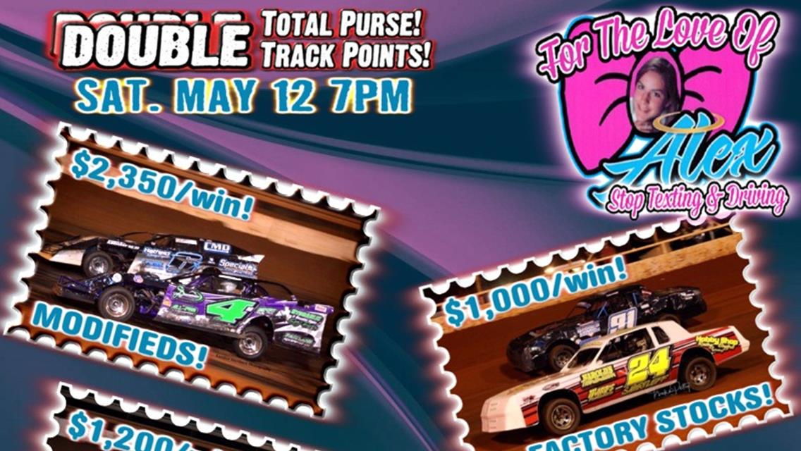 THE NEXT LONESTAR SPEEDWAY EVENT is SAT. 5/12: $2,350+/win MODIFIEDS, $1,200/win LTD MODS, $1,000/win FACTORY STOCKS &amp; $300/win FWD 4CYL