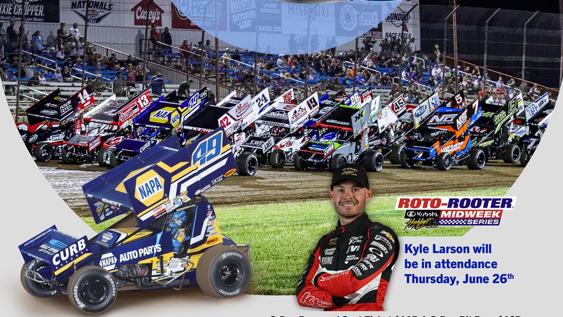 Larson coming to Lucas Oil Speedway as Kubota High Limit Diamond Classic expands to three nights