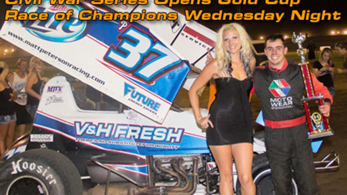 Civil War Series Opens Gold Cup Race of Champions Wednesday Night