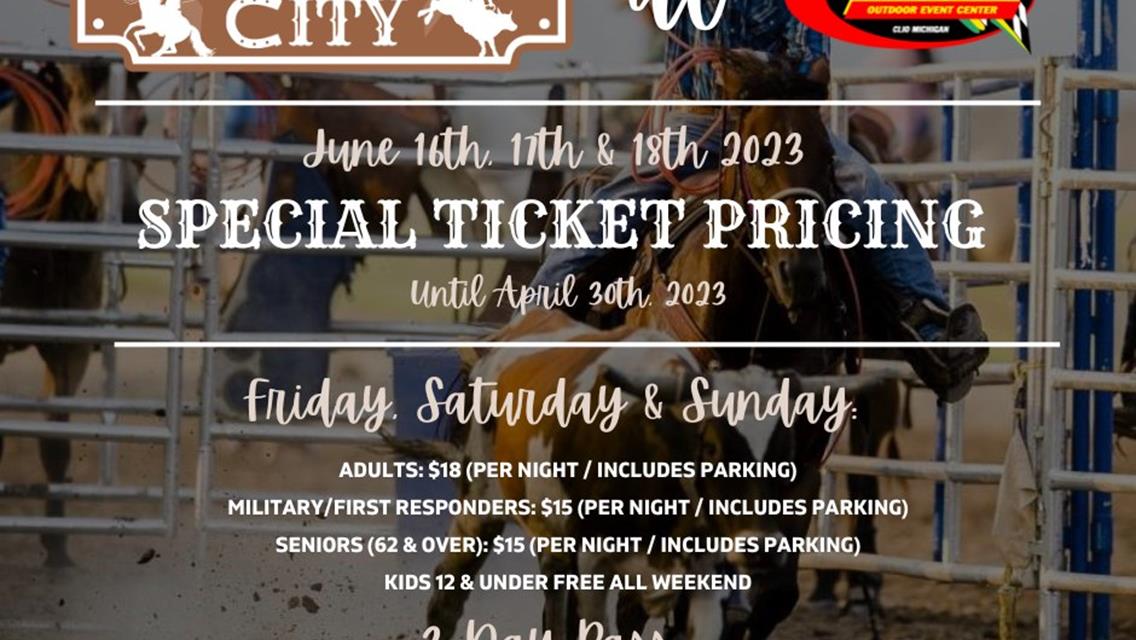 Tickets on Sale-Stampede at the City-3-day festival/Rodeo/Demo Derby