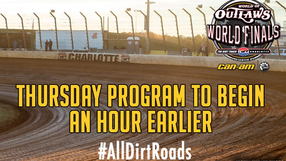 Day one of the World of Outlaws World Finals moved up an hour earlier to avoid potential weather
