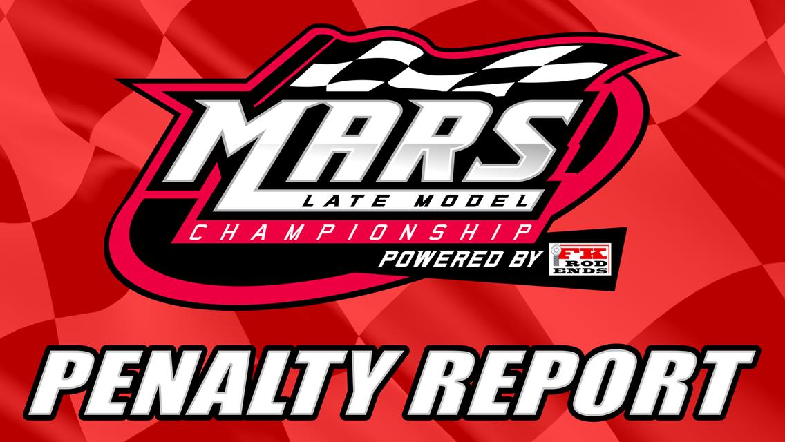 Penalty Report Issued in Response to MARS Late Model Championship On-Track Incident at Farmer City Raceway