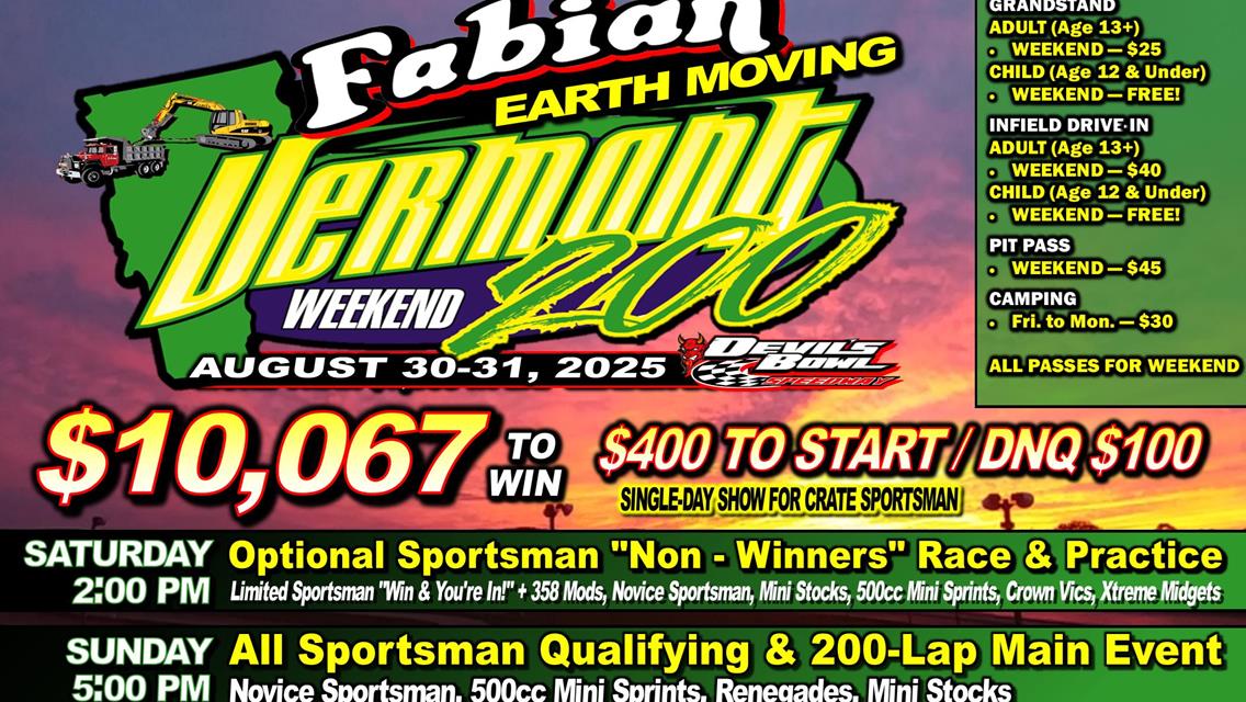 The 2025 Fabian Earth Moving Vermont 200 Weekend is Here!