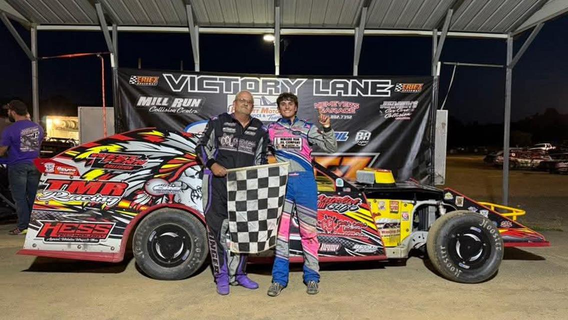 Dennis Lunger Jr. earned an E-Mod victory at Eriez Speedway on Sunday, August 24.