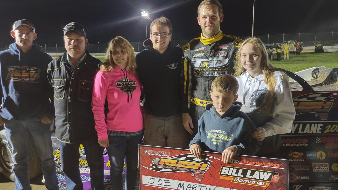 JOE MARTIN POWERS TO 1ST 2022 HOVIS RUSH LATE MODEL FLYNN&#39;S TIRE TOUR WIN FOR $3000 IN “BILL LAW MEMORIAL” AT STATELINE